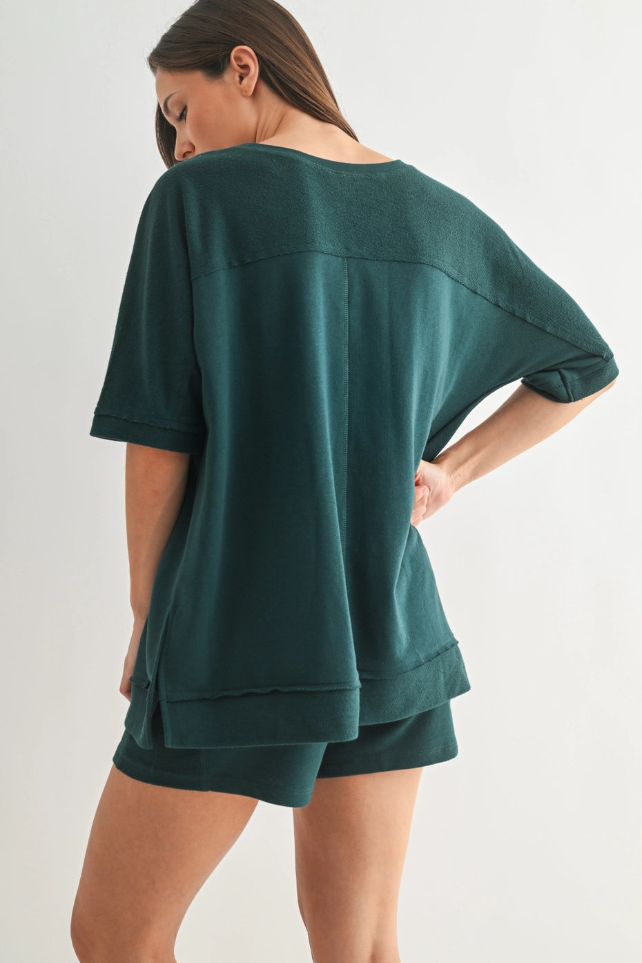 Comfort & Style: Offset French Terry Dolman Sleeve Top