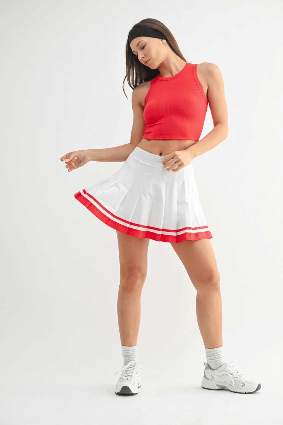 Stripe Pleated Tennis Skirt