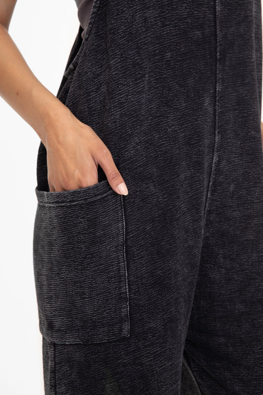 Flow & Flatter: Vintage-Washed Wide Leg Jumpsuit