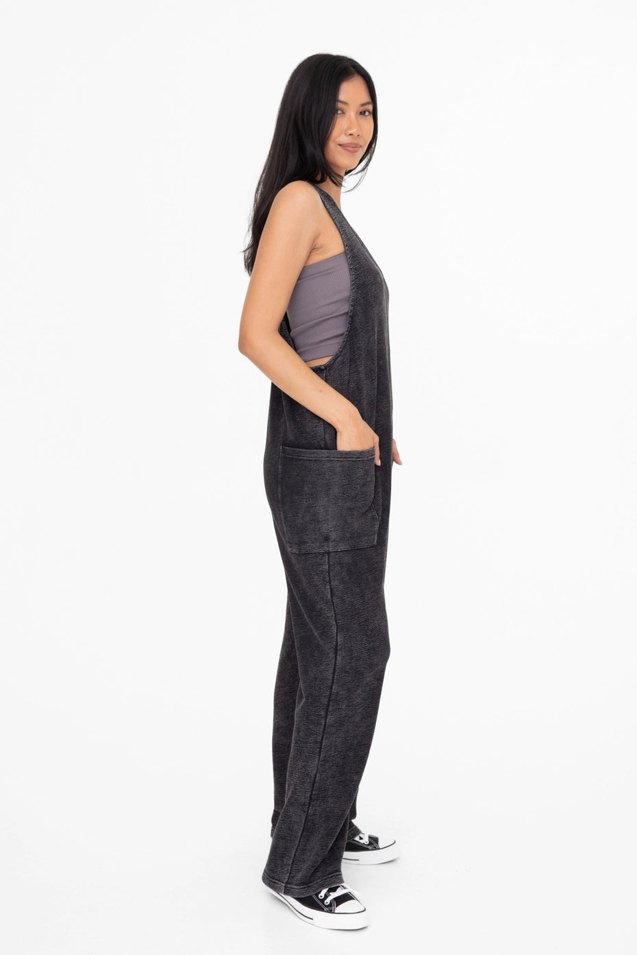 Flow & Flatter: Vintage-Washed Wide Leg Jumpsuit