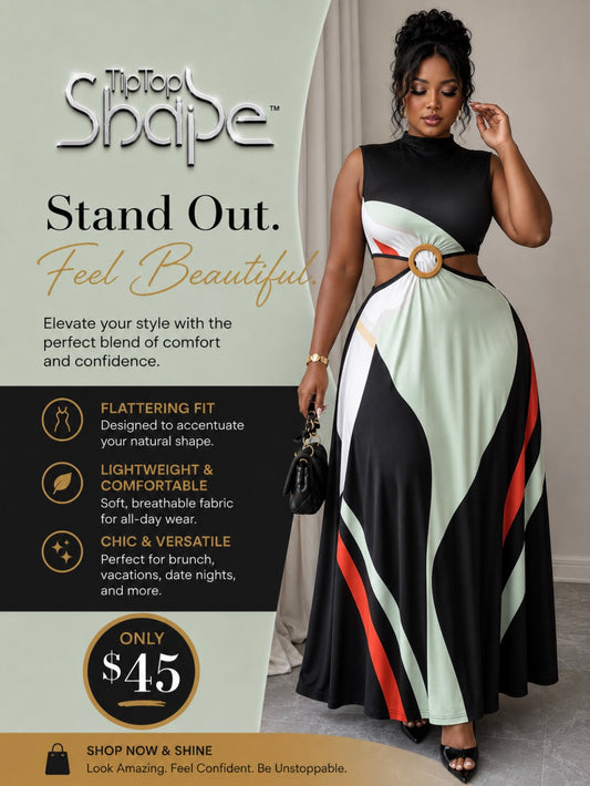 Hi-neck cut out Maxi Dress